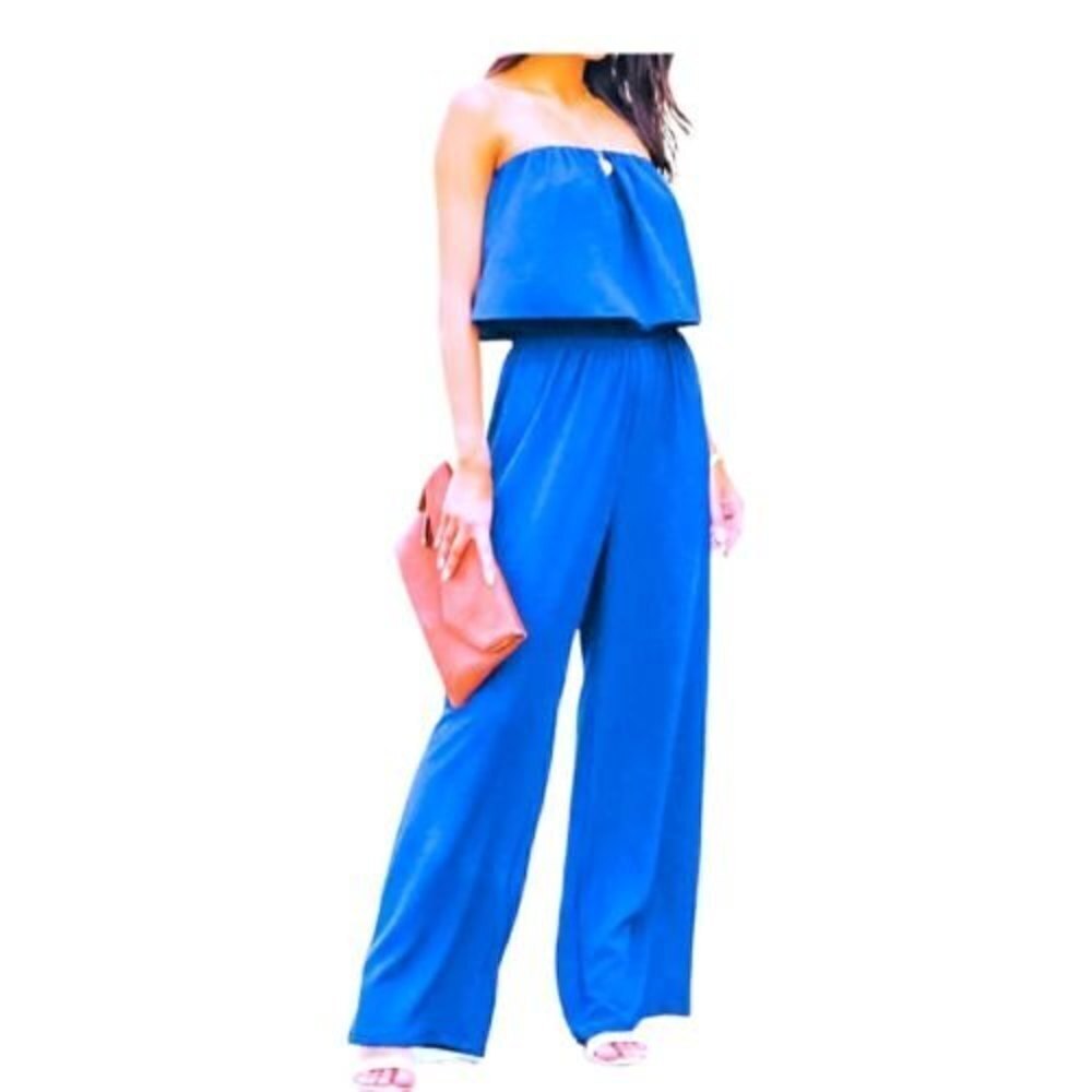 Vici Off‎ Shoulder Cobalt Blue Jumpsuit sz XS